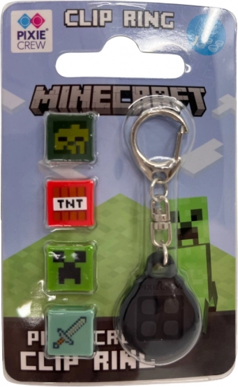 Pixie Crew & Minecraft Portachiavi nero con multipixel