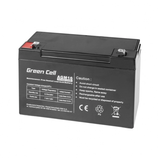 Batteria AGM 6V 10Ah Green Cell