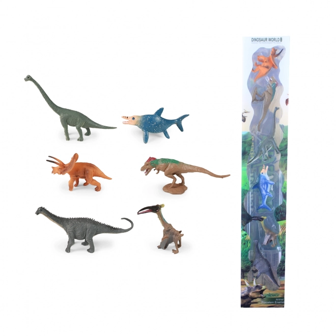 Set di dinosauri in scatola di plastica 6 pezzi