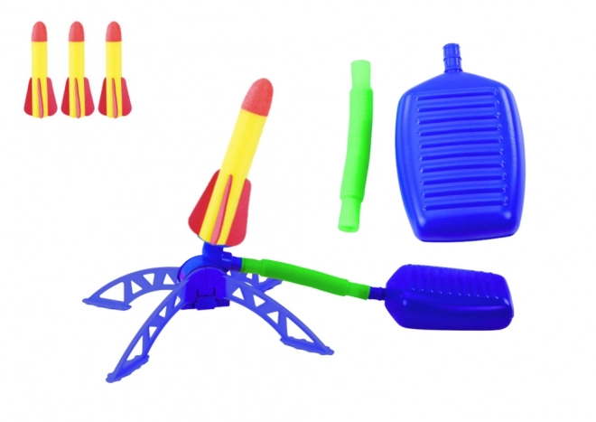 Set da gioco con lanciatore di razzi in schiuma con pompa blu per giardino