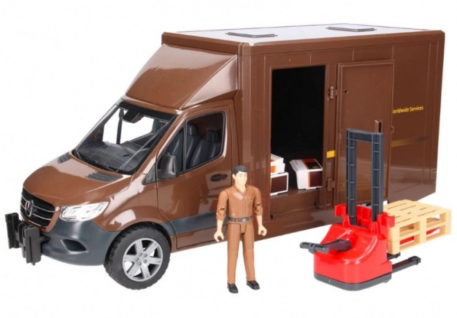 Furgone UPS BRUDER MB Sprinter con figura e accessori