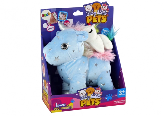 Unicorno Peluche Musicale Azzurro con Stelle