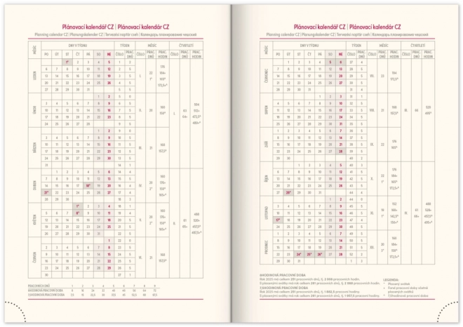 Agenda settimanale rosa 2025