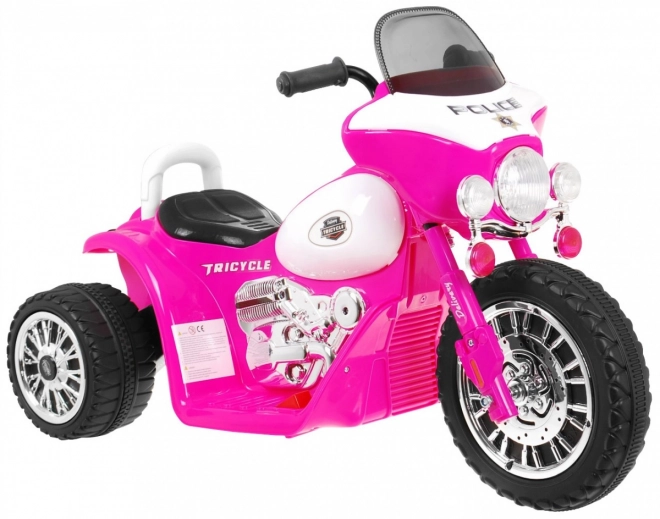 Motocicletta Elettrica Chopper per Bambini Rosa con 3 Ruote, Suoni e Luci LED