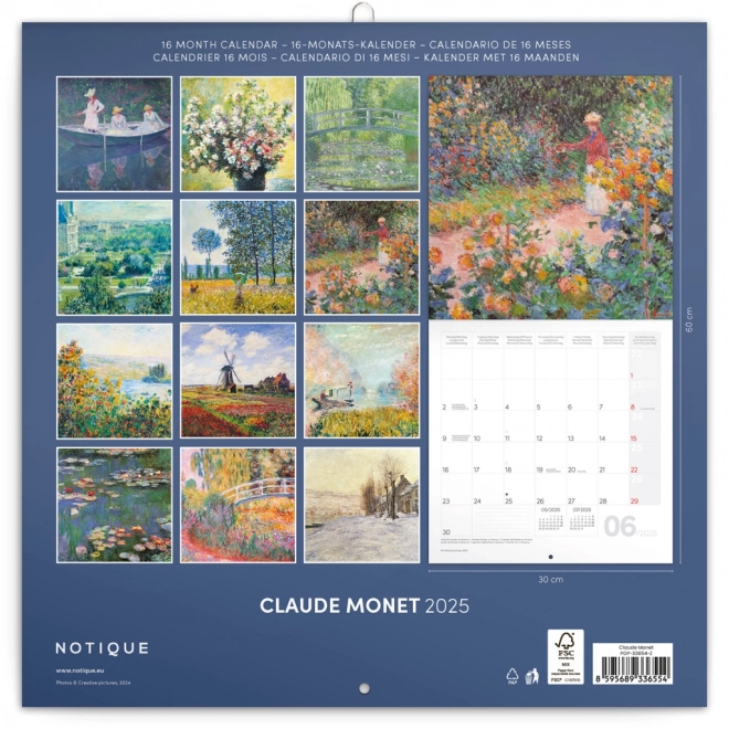 Calendario da muro Claude Monet 2025