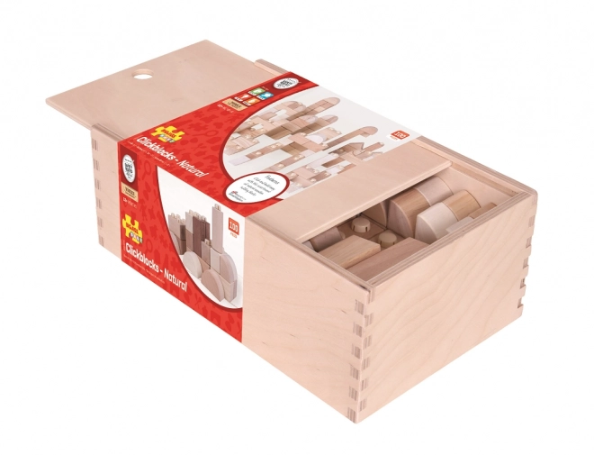 Bigjigs Baby Blocchi di Giunzione in Legno - Set Naturale 100 Pezzi