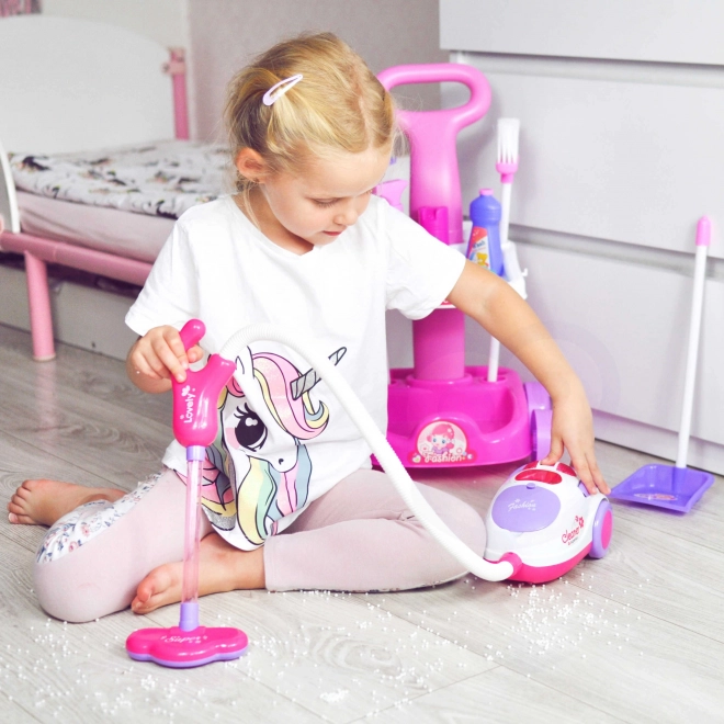 Set pulizie per bambini con carrello e aspirapolvere Woopie