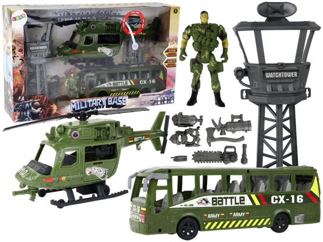 Set Giocattolo Militare con Elicottero e Veicolo da Combattimento