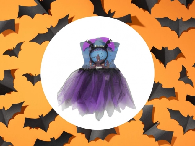 Costume di Halloween con Gonna e Fascia Pipistrello in Nero e Viola