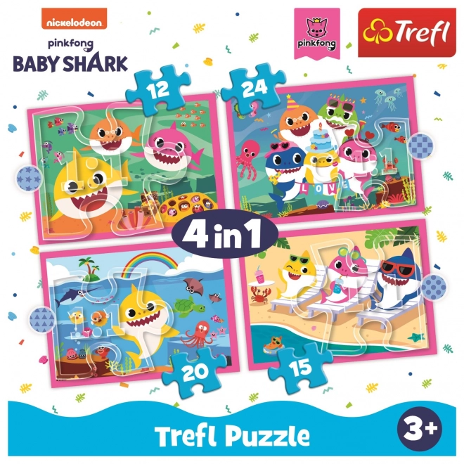 Puzzle TREFL Baby Shark Famiglia 4 in 1