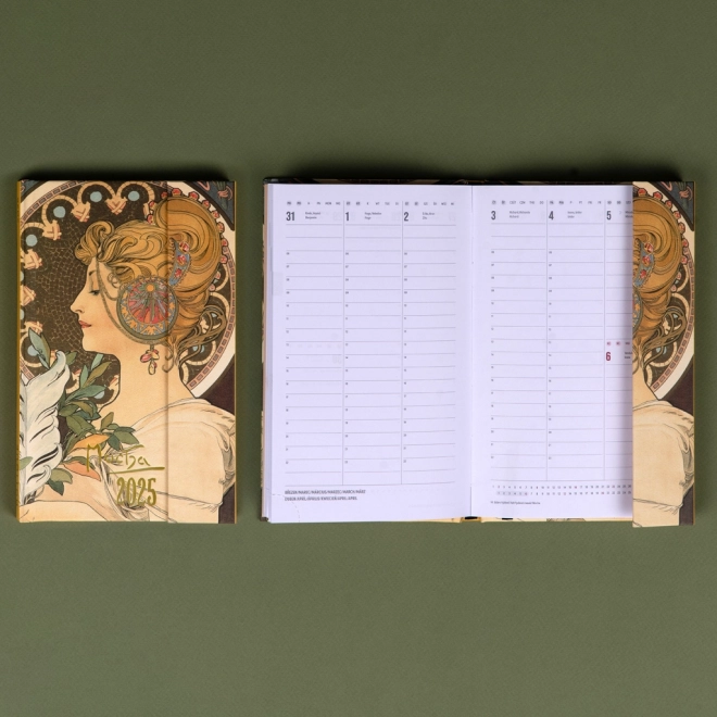 Agenda settimanale magnetica Alfons Mucha 2025