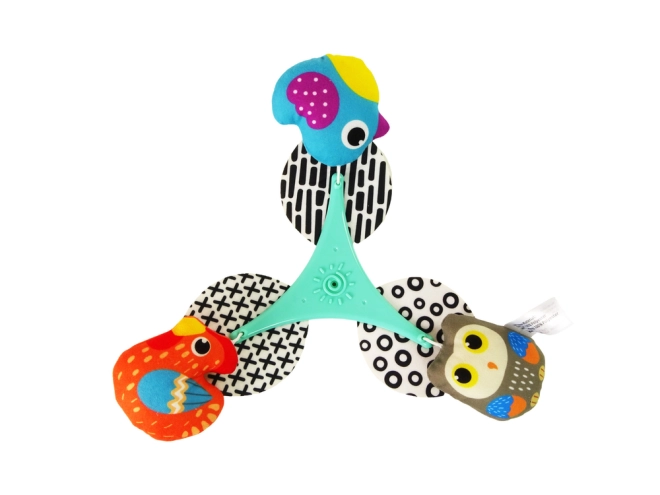 Uccellini in peluche dai colori vivaci per stimolazione sensoriale
