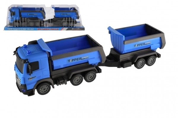 Camioncino con rimorchio in plastica 50cm a inerzia in blister