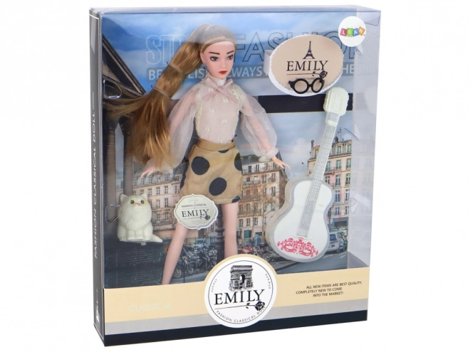 Bambola per Bambini Emily con Chitarra e Gatto