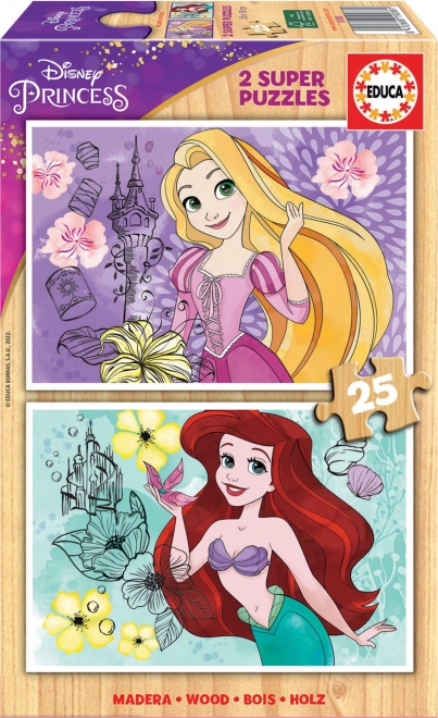 Puzzle in legno Disney Principesse: Rapunzel e Ariel 2x25 pezzi