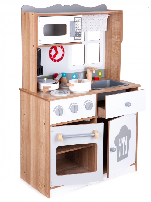 Cucina giocattolo in legno per bambini con accessori Ecotoys