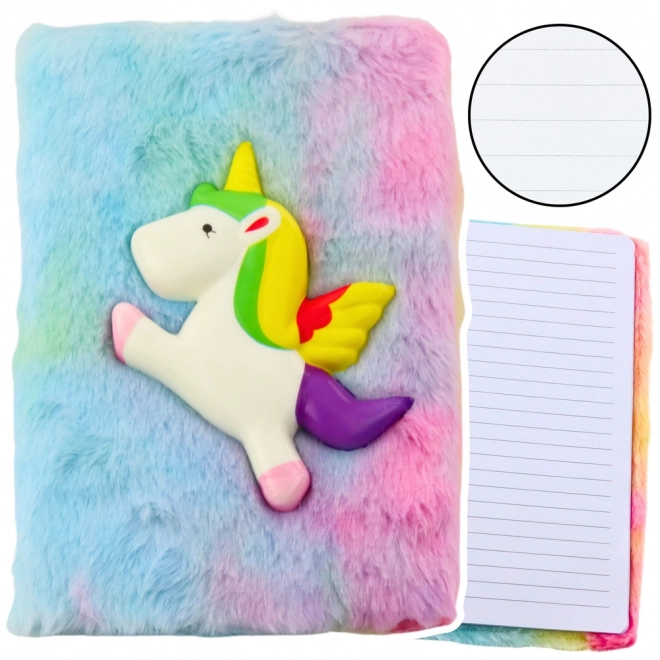 Quaderno peluche con unicorno 3D colorato