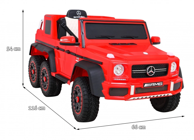 Mercedes G63 AMG Auto a batteria Rosso + Telecomando + 6 ruote EVA + Avvio lento + MP3 LED