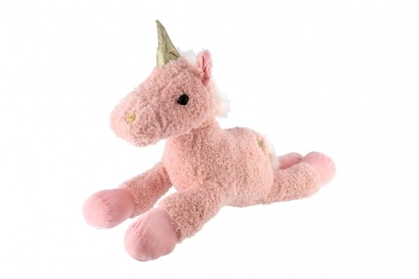 Unicorno di peluche rosa sdraiato 80 cm