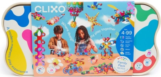 Set Costruzioni Magnetiche Clixo Family Pack - 150 pezzi