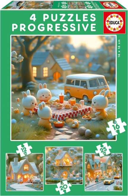 EDUCA Puzzle Città dei Conigli 4v1