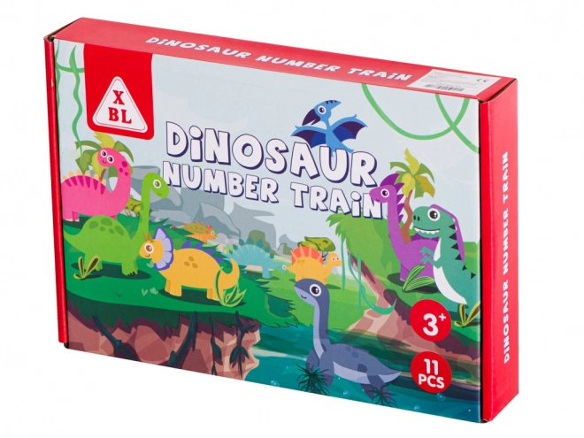 Trenino di legno educativo Montessori con dinosauri