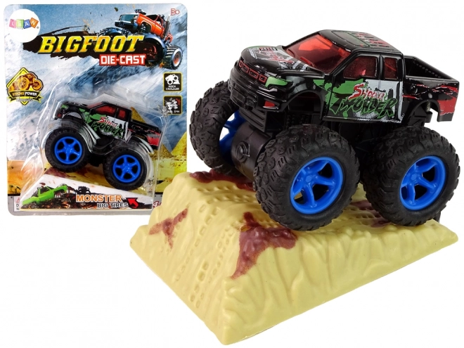 Macchina giocattolo Monster Truck con gomme in gomma e rampa