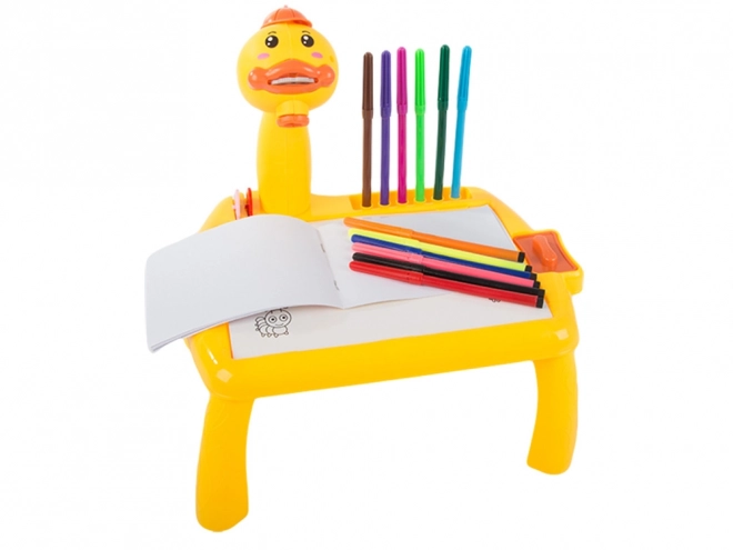 Tavolino da disegno per bambini con proiettore e pennarelli