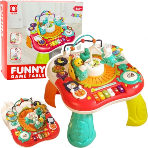 Tavolino educativo interattivo 2 in 1 con pannello musicale e pianoforte, rosso