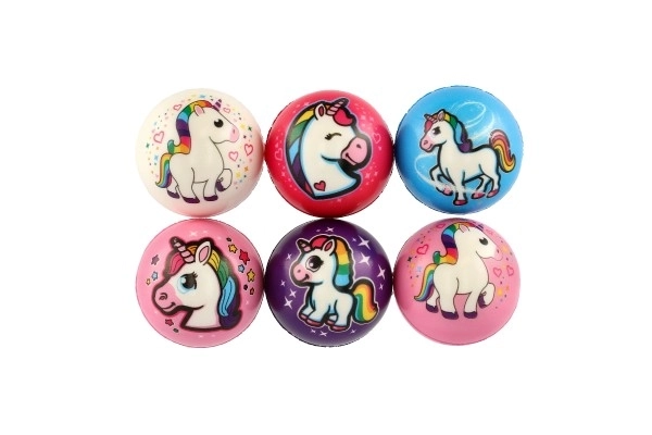 Palla unicorno in schiuma 8cm set di colori assortiti