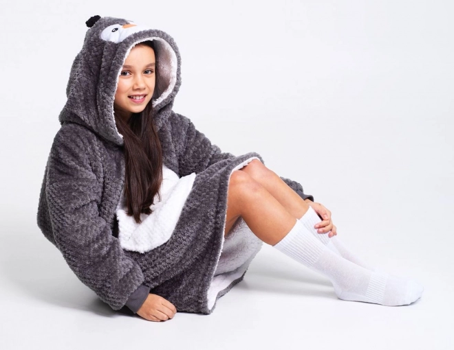 Coperta Felpa da Bambini con Cappuccio Cozy Noxxiez Pinguino