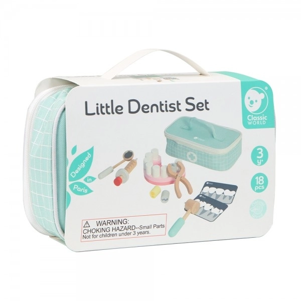 Set da dentista in legno 18 pezzi con borsa in tessuto