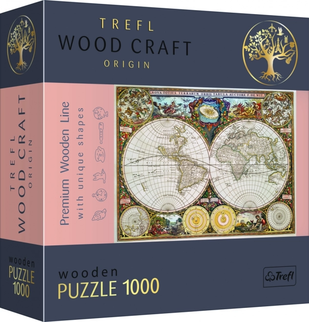 Puzzle in legno con mappa del mondo antica