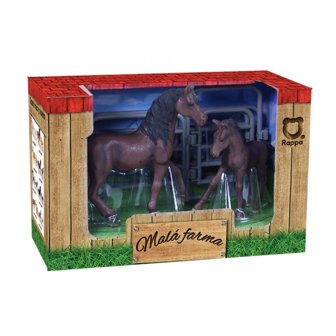 Set Cavallo da 2 Pezzi con Recinto Marrone Cioccolato