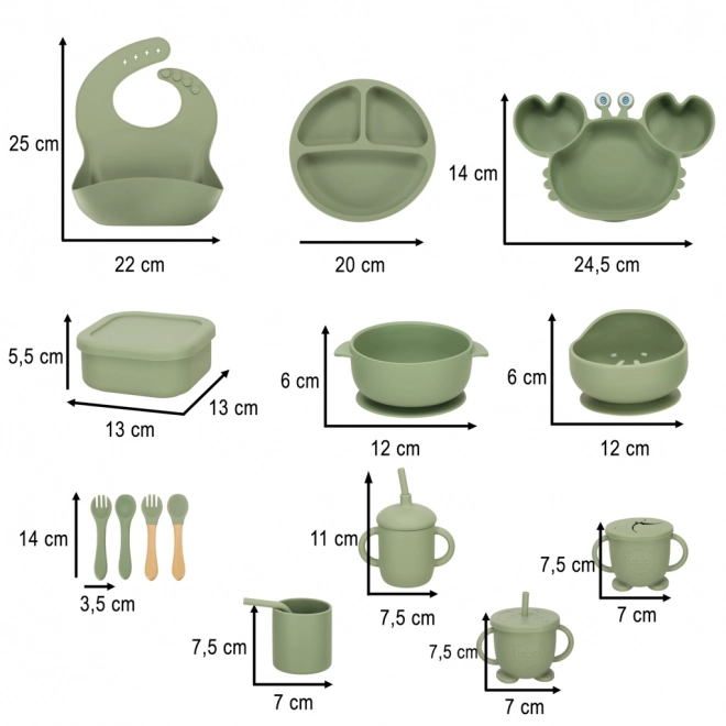 Set piatti in silicone per bambini verde