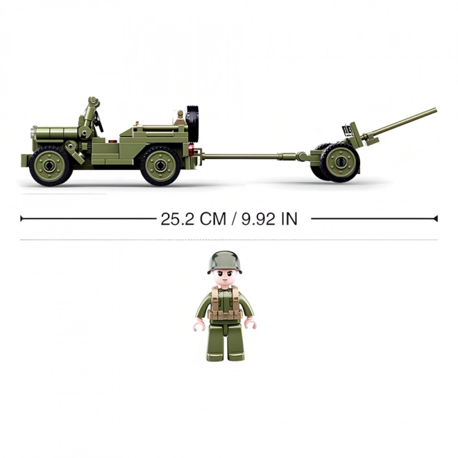 Sluban Army WW2 Jeep alleato e cannone antiaereo