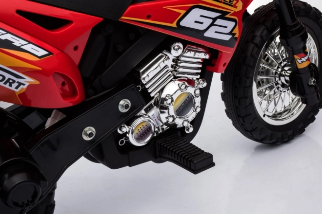 Motocicletta Cross per bambini a batteria con ruote ausiliarie e suoni LED - Rosso