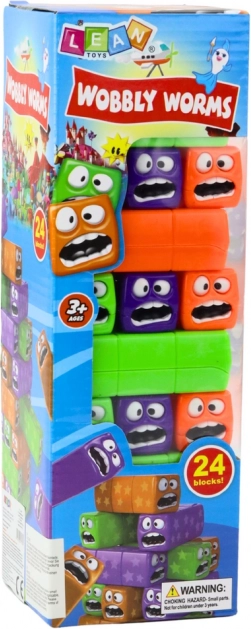 Gioco di destrezza torre con 24 blocchi colorati e facce