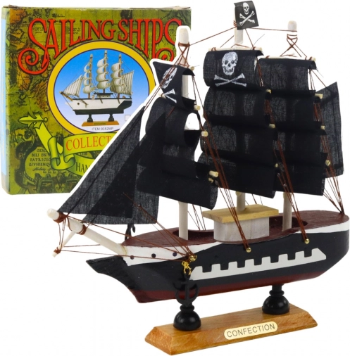 Modello decorativo di barca pirata nera 20x20cm