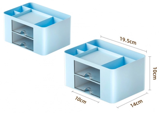 Organizer da scrivania con cassetti blu