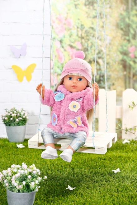Completo rosa BABY born con pelliccia per bambola