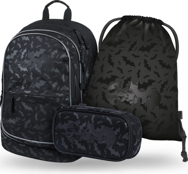 Baagl set scolastico 3 pz BATMAN nero – zaino, astuccio e sacca