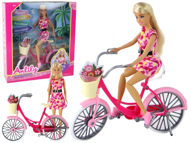 Bambola Ciclista Anlily con Bici Rosa