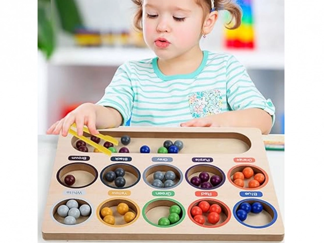 Gioco Montessori con Perline Colorate e Vassoio