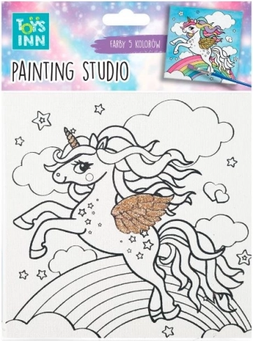 set pittura su tela unicorn rainbow