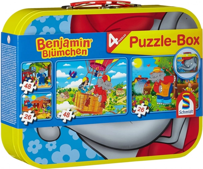 Puzzle SCHMIDT Benjamin l'elefante in valigetta di latta 4 in 1