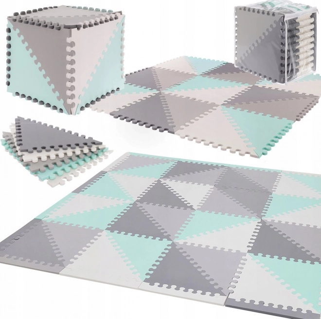 Puzzle foam grigio-verdi a triangoli con bordi