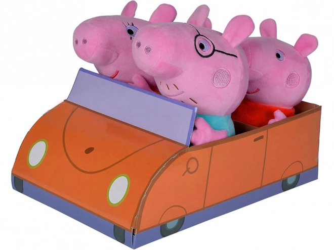 Set di peluche Peppa Pig George Mamma Papà nel Auto