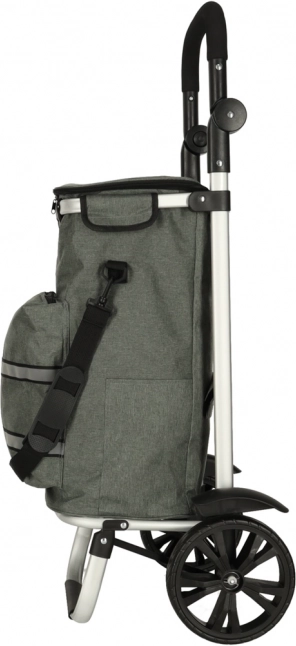 Carrello della spesa grigio su ruote
