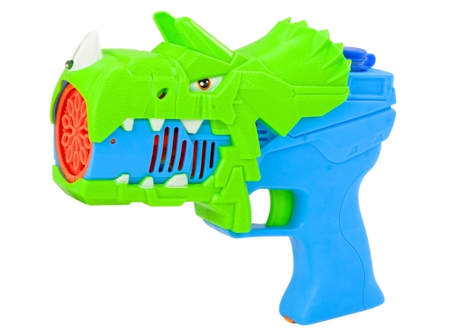 Pistola a bolle di sapone Dinosauro blu e verde